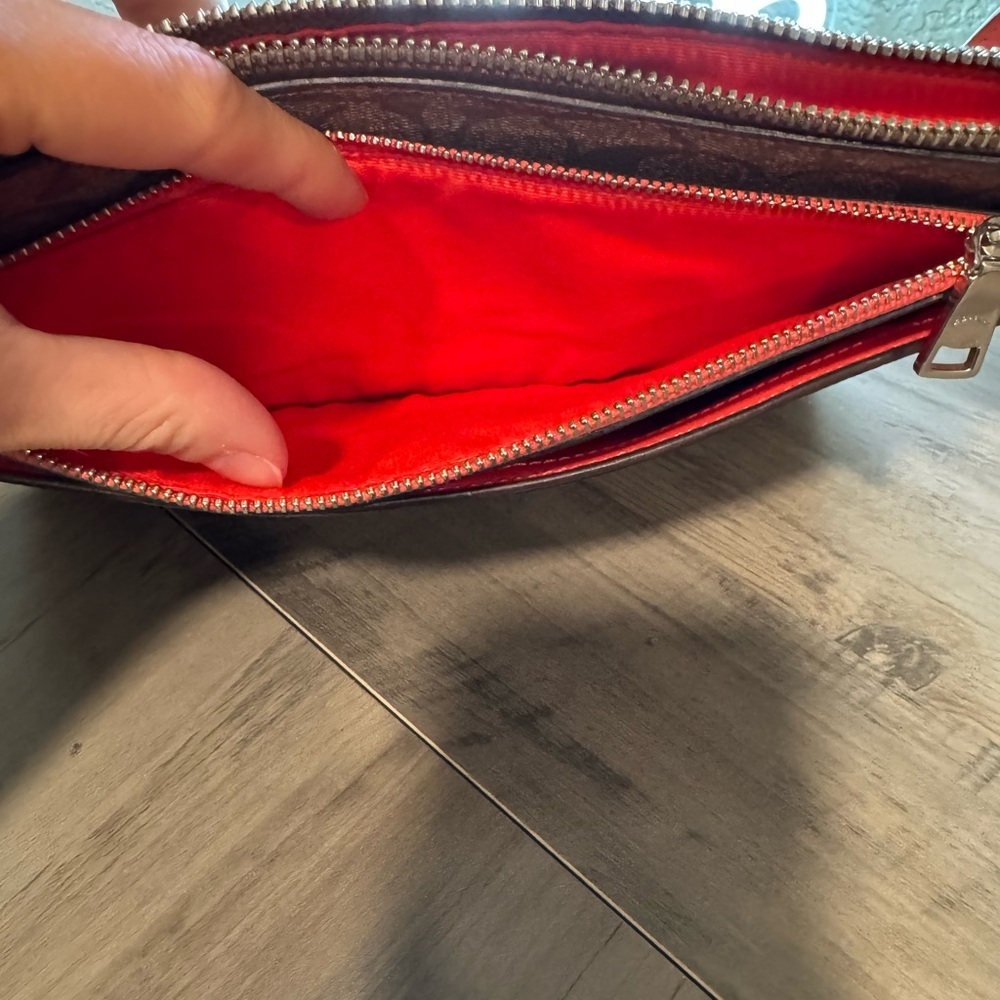 Coach Signature Brown Crossbody Bag with Orange Accents - Picture 2 of 4